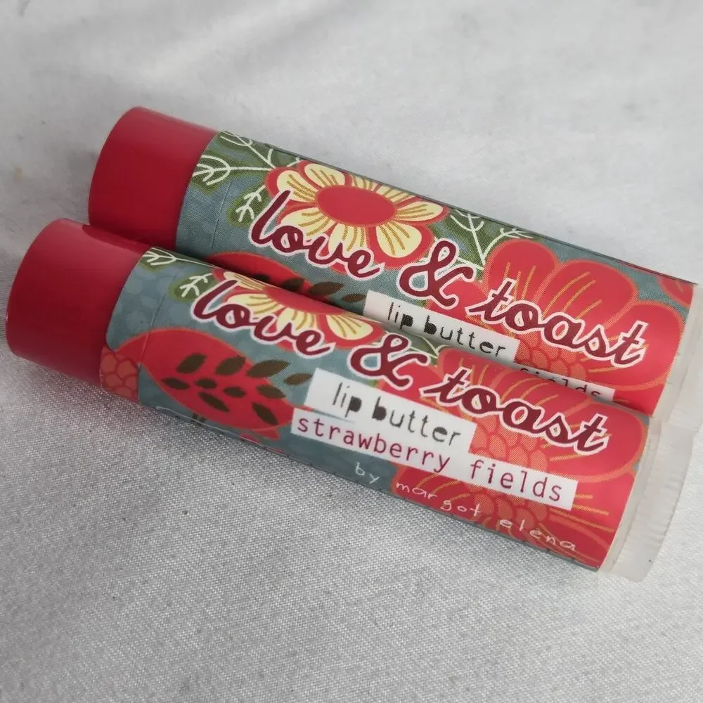 Love & Toast Lot/2 Lip Butter Strawberry Fields Margot Elena Balm DISCONTINUED